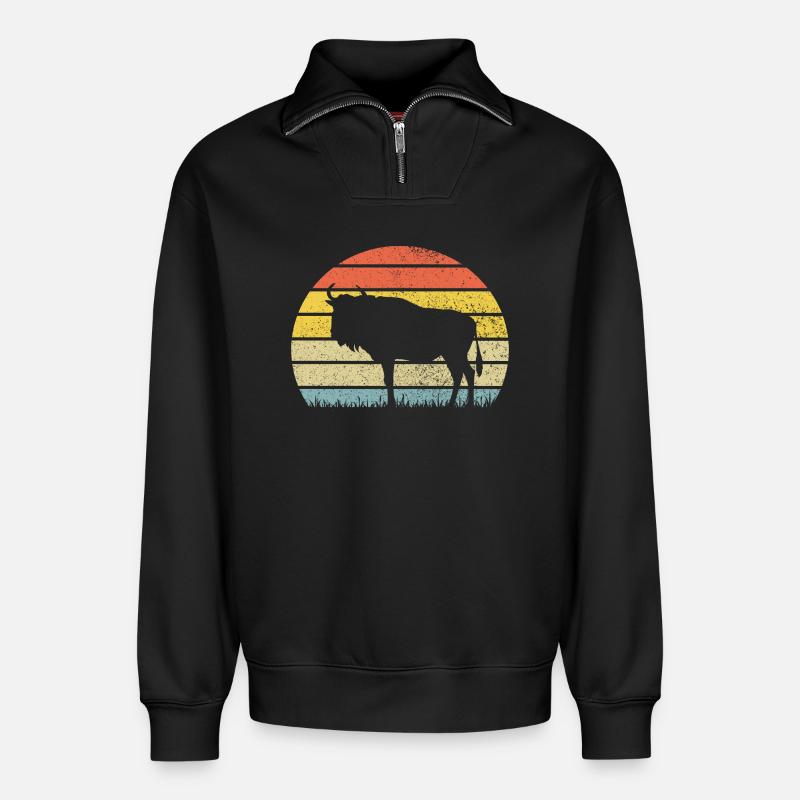 Gnu - Relaxed Unisex Organic Half Zip Sweatshirt – von SPREAD - Schwarz