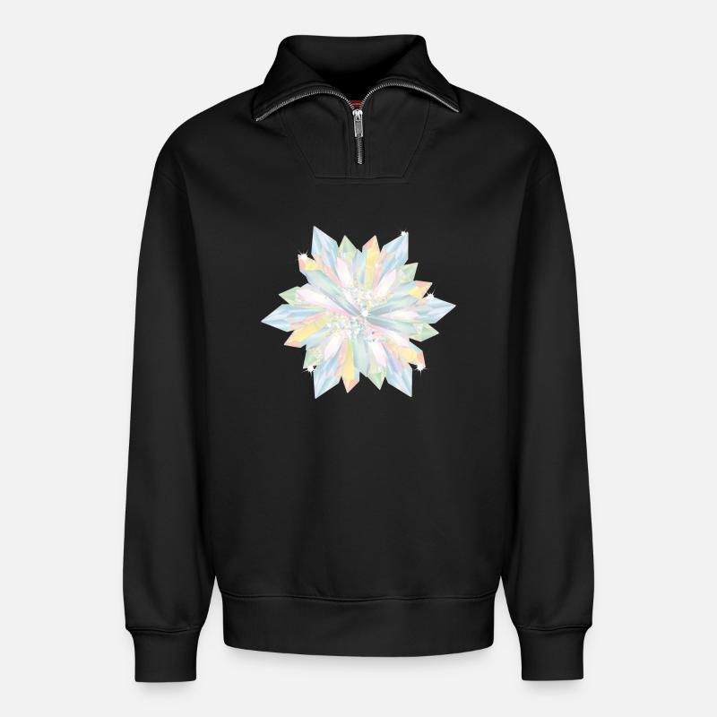 iridescent crystals star - Relaxed Unisex Organic Half Zip Sweatshirt – by SPREAD - black