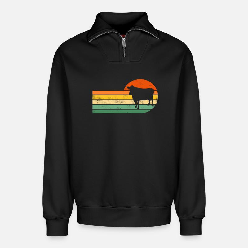 Vache Vaches - Sweat unisexe décontracté en coton biologique à demi-zip – de SPREAD - noir