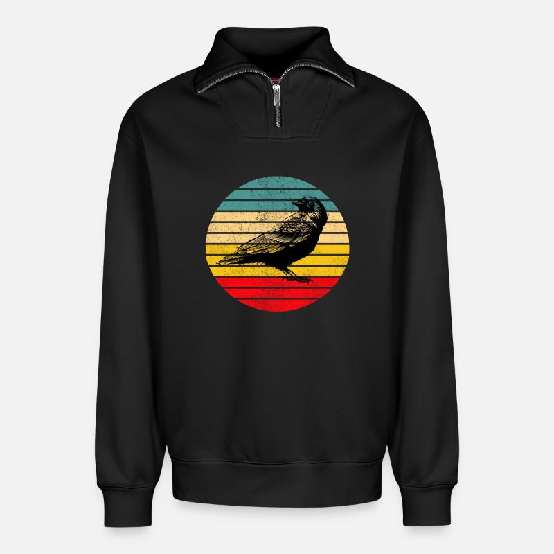 Rabe Krähe Vogel - Relaxed Unisex Organic Half Zip Sweatshirt – von SPREAD - Schwarz
