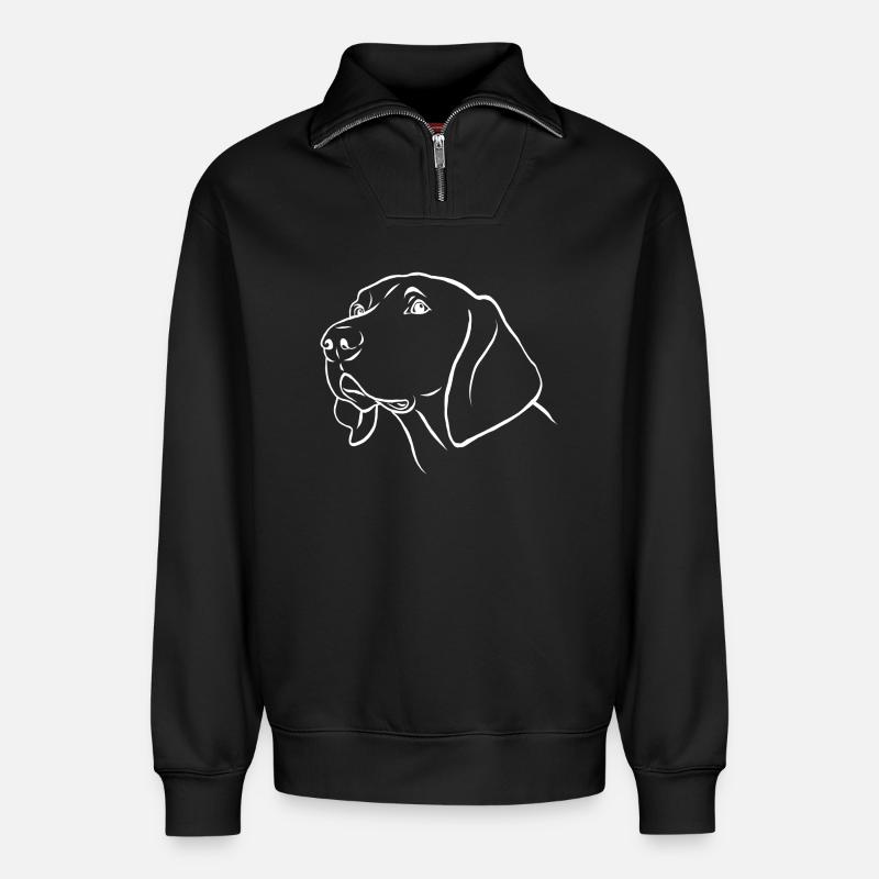 Weimaraner - Sweat unisexe décontracté en coton biologique à demi-zip – de SPREAD - noir