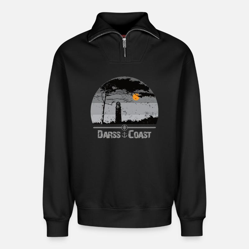 Darss Coast - Halbinsel Darss - Relaxed Unisex Organic Half Zip Sweatshirt – von SPREAD - Schwarz