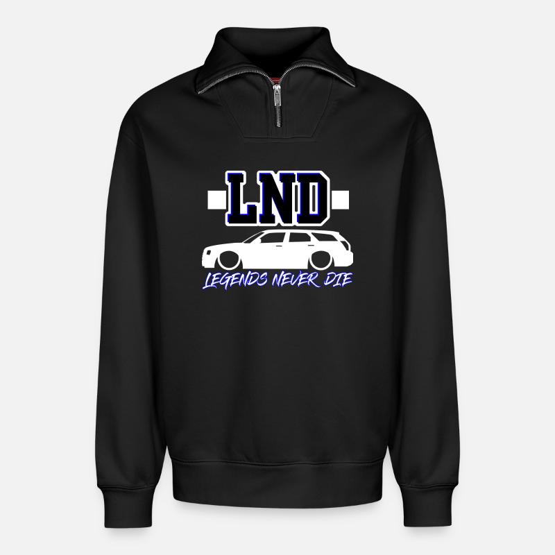 LND Legends Never Die - Relaxed Unisex Organic Half Zip Sweatshirt – by SPREAD - black