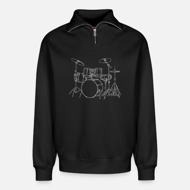 Drumset - Sticks Schlagzeuger Schlagzeug Drummer - Relaxed Unisex Organic Half Zip Sweatshirt – von SPREAD - Schwarz