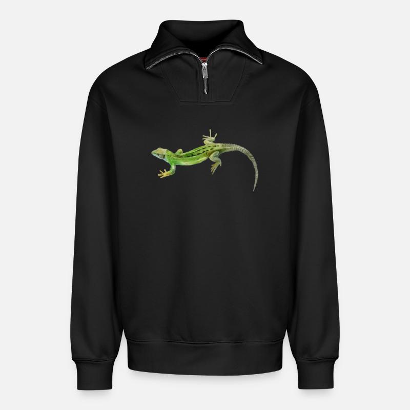 Gecko Grün Muster - Relaxed Unisex Organic Half Zip Sweatshirt – von SPREAD - Schwarz