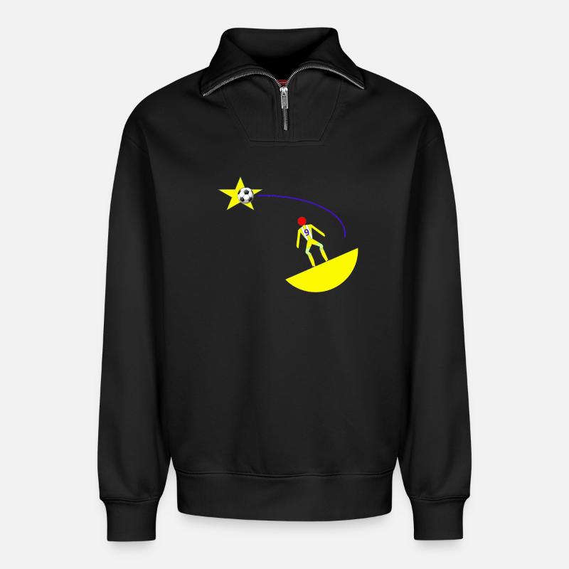 stellar shooting - Relaxed Unisex Organic Half Zip Sweatshirt – by SPREAD - black