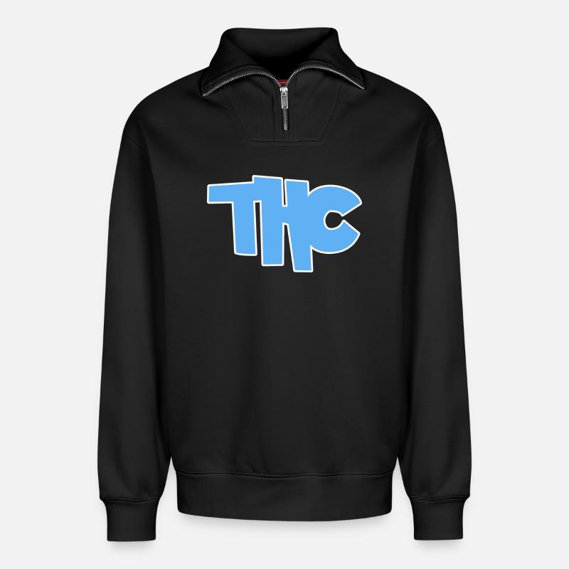 THC - Sweat unisexe décontracté en coton biologique à demi-zip – de SPREAD - noir