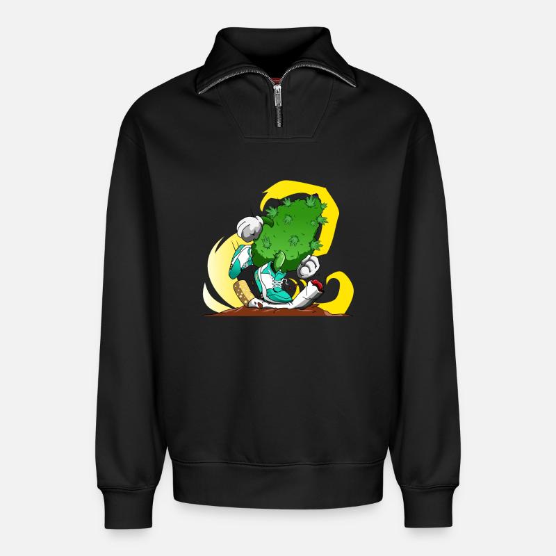 Smoke Weed,not Cigarettes - Relaxed Unisex Organic Half Zip Sweatshirt – von SPREAD - Schwarz