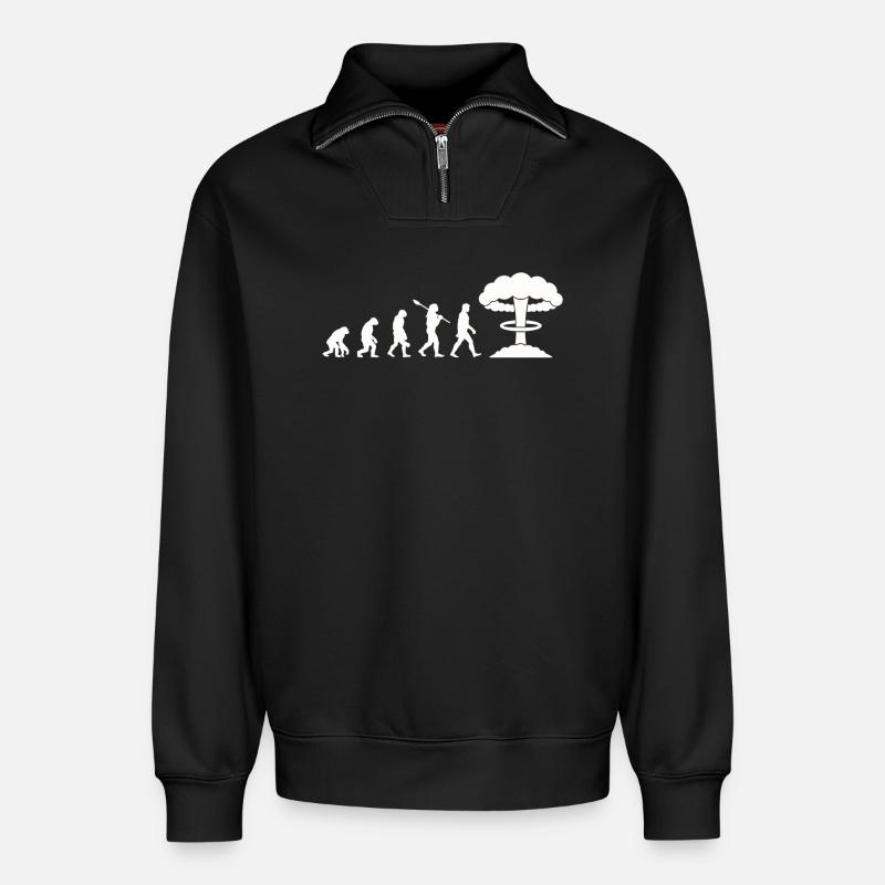 Evolution-Atombombe - Relaxed Unisex Organic Half Zip Sweatshirt – von SPREAD - Schwarz