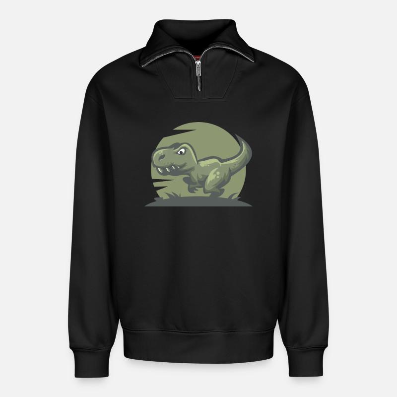 Dinosaur T-Rex - Relaxed Unisex Organic Half Zip Sweatshirt – by SPREAD - black