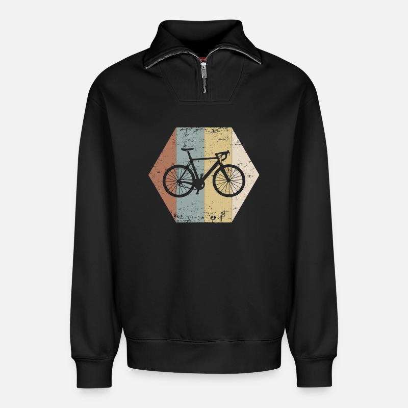 bicycle - Relaxed Unisex Organic Half Zip Sweatshirt – by SPREAD - black