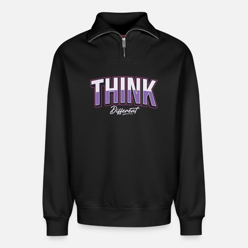 Think Different - Relaxed Unisex Organic Half Zip Sweatshirt – by SPREAD - black