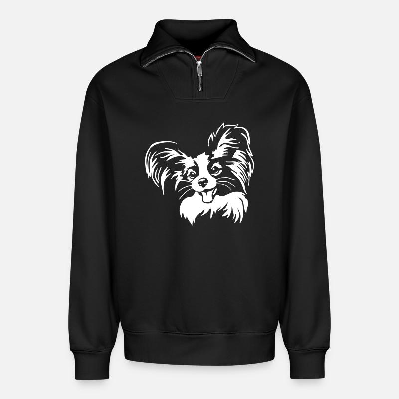 Papillon Kopf "Black Edition" - Relaxed Unisex Organic Half Zip Sweatshirt – von SPREAD - Schwarz