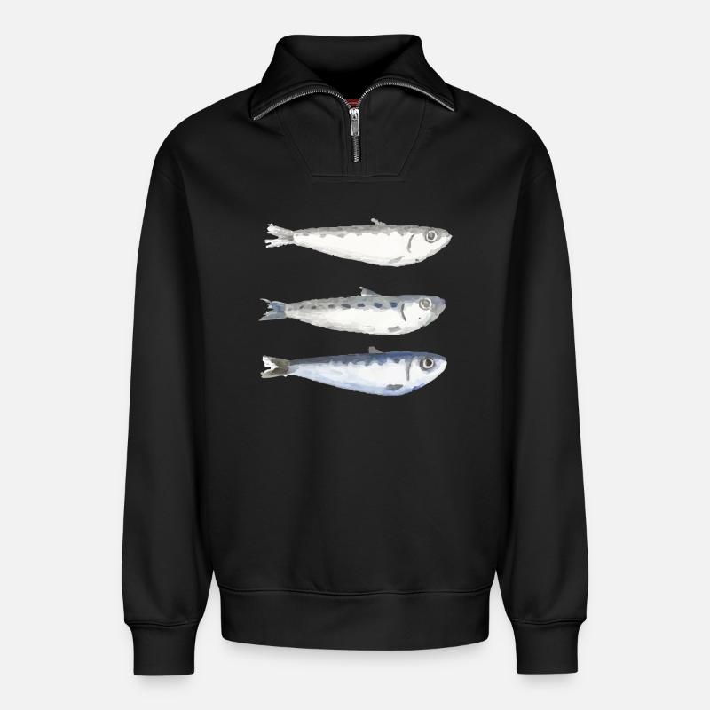 Sardine - Relaxed Unisex Organic Half Zip Sweatshirt – von SPREAD - Schwarz
