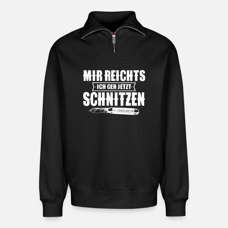 Schnitzen - Relaxed Unisex Organic Half Zip Sweatshirt – von SPREAD - Schwarz