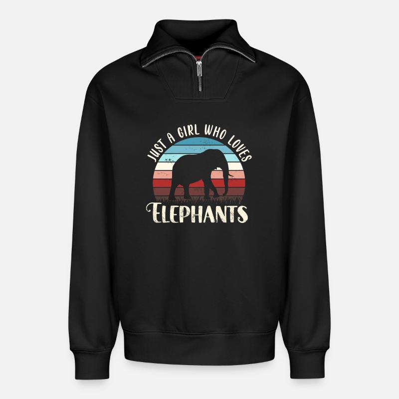 Elefant Elefanten - Relaxed Unisex Organic Half Zip Sweatshirt – von SPREAD - Schwarz