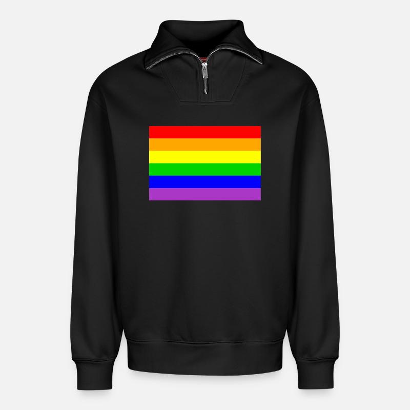 Drapeau LGBT - Sweat unisexe décontracté en coton biologique à demi-zip – de SPREAD - noir