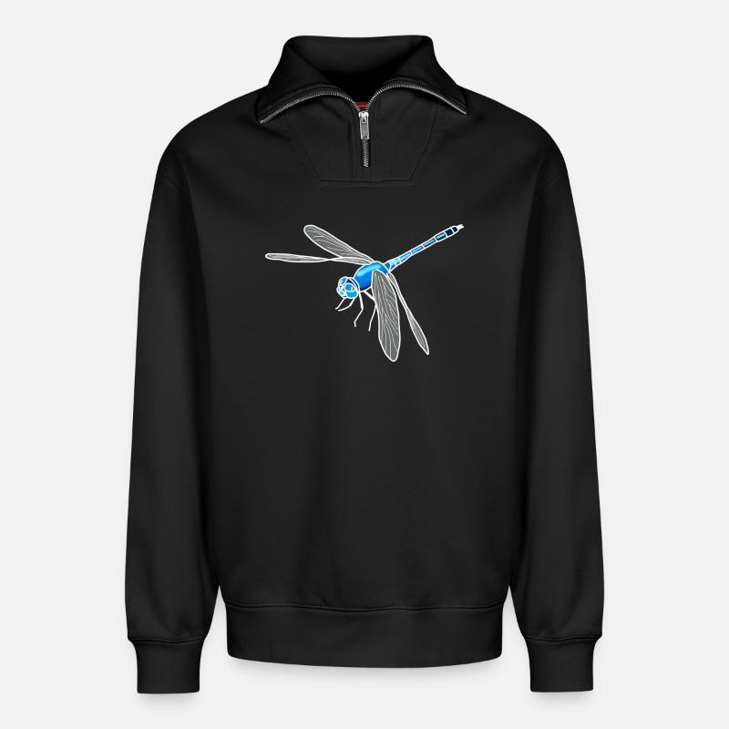 dragonfly - Relaxed Unisex Organic Half Zip Sweatshirt – by SPREAD - black