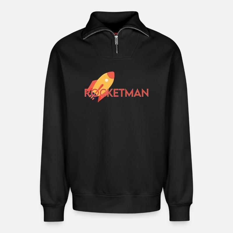 Rocketman - Relaxed Unisex Organic Half Zip Sweatshirt – von SPREAD - Schwarz