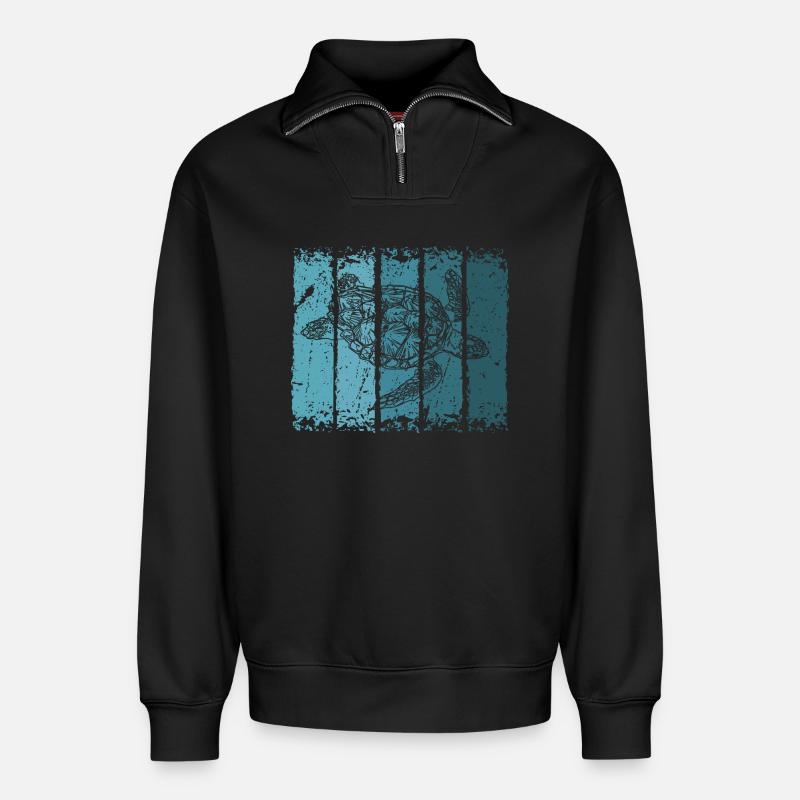 Schildkröte - Relaxed Unisex Organic Half Zip Sweatshirt – von SPREAD - Schwarz