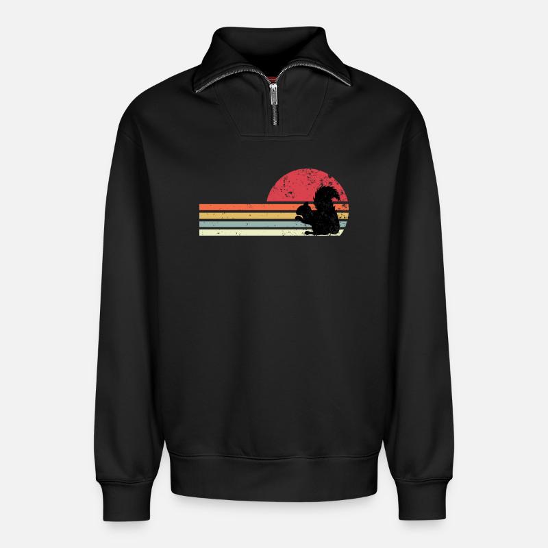 Retro-Eichhörnchen - Relaxed Unisex Organic Half Zip Sweatshirt – von SPREAD - Schwarz