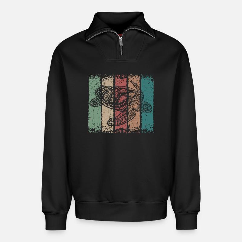 Schildkröte - Relaxed Unisex Organic Half Zip Sweatshirt – von SPREAD - Schwarz