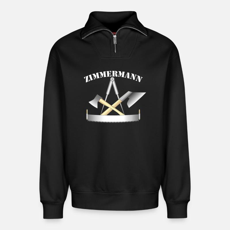 Zunftzeichen der Zimmermänner - Relaxed Unisex Organic Half Zip Sweatshirt – von SPREAD - Schwarz