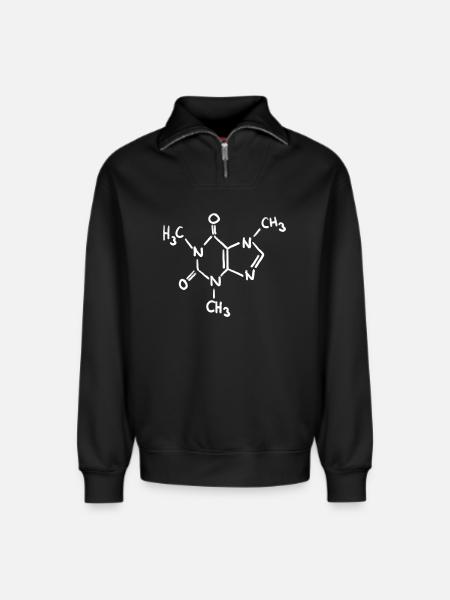 Caffeine Chalk Molecule - Relaxed Unisex Organic Half Zip Sweatshirt – by SPREAD - black