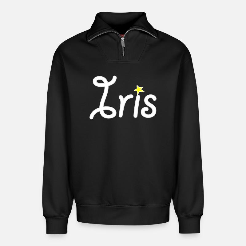 Iris - Sweat unisexe décontracté en coton biologique à demi-zip – de SPREAD - noir