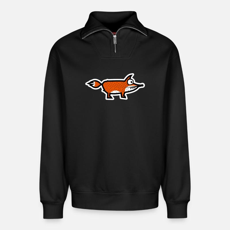 Fox - Relaxed Unisex Organic Half Zip Sweatshirt – by SPREAD - black