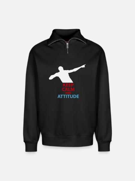 Calm and Attitude Silhouette - Relaxed Unisex Organic Half Zip Sweatshirt – by SPREAD - black