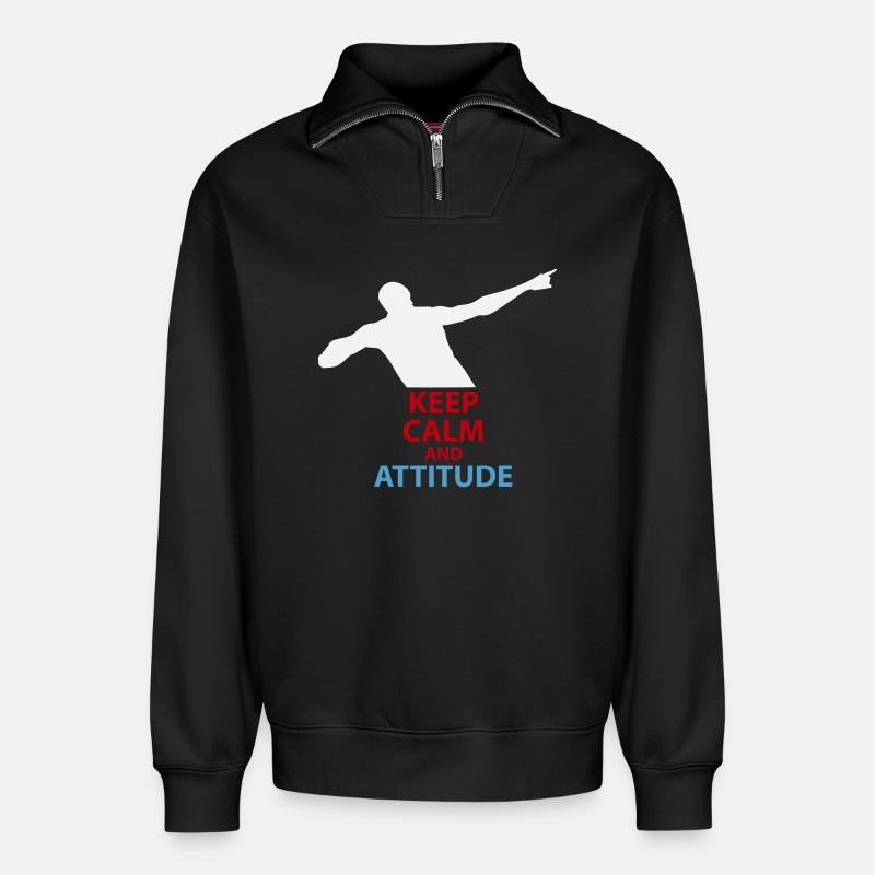Ruhe und Attitüde Silhouette - Relaxed Unisex Organic Half Zip Sweatshirt – von SPREAD - Schwarz