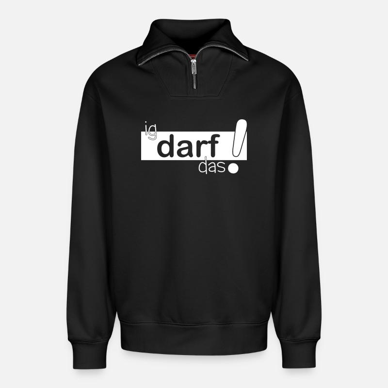 ig darf das! - Relaxed Unisex Organic Half Zip Sweatshirt – von SPREAD - Schwarz