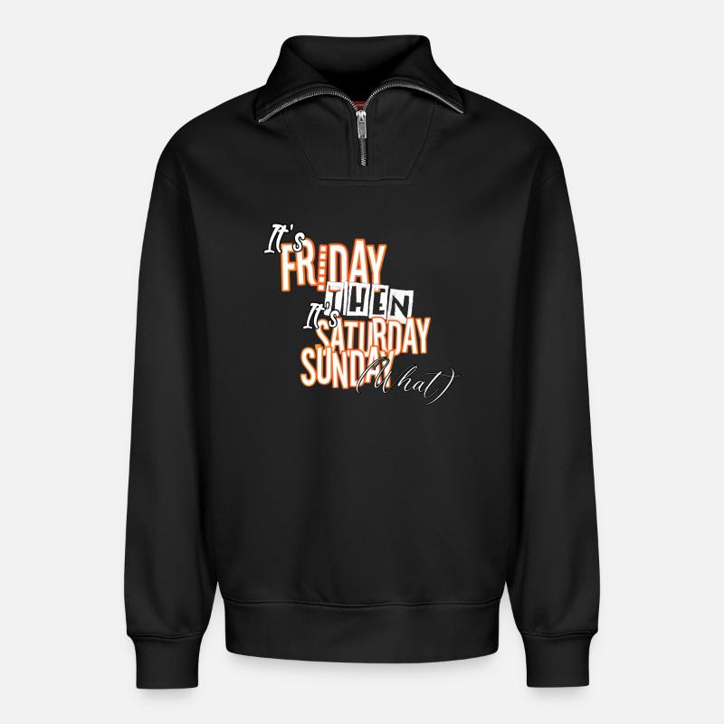 It´s Friday then! - Relaxed Unisex Organic Half Zip Sweatshirt – von SPREAD - Schwarz