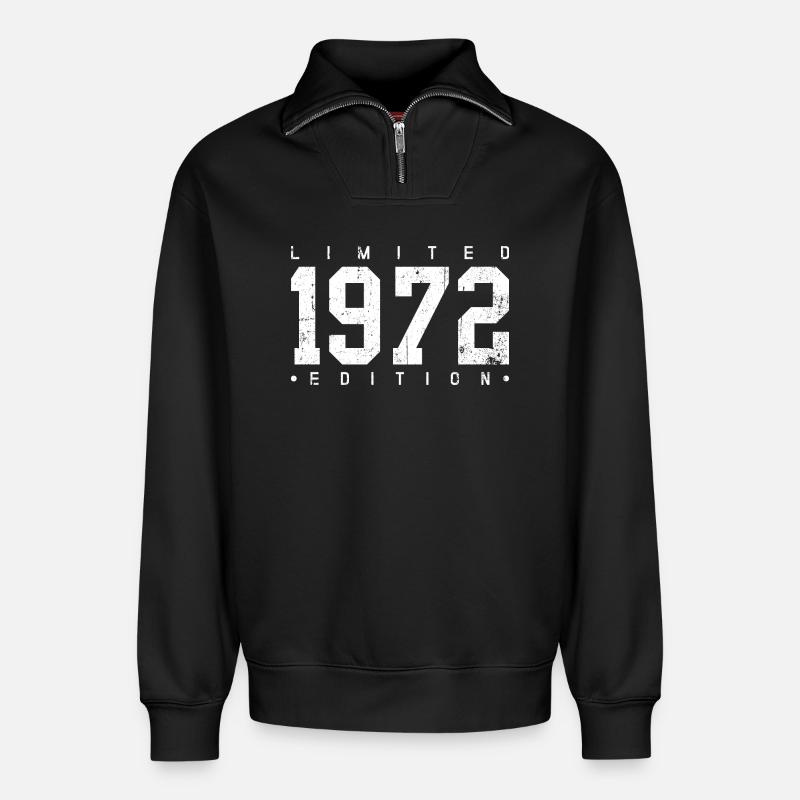 Limitierte Auflage 1972 - Relaxed Unisex Organic Half Zip Sweatshirt – von SPREAD - Schwarz
