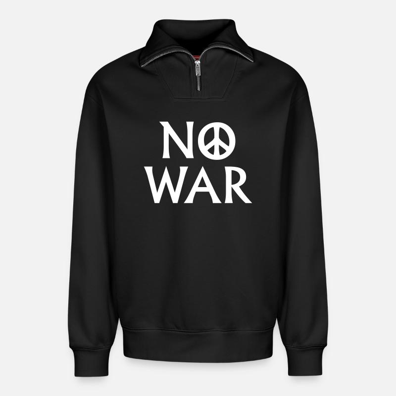 No War - Relaxed Unisex Organic Half Zip Sweatshirt – von SPREAD - Schwarz