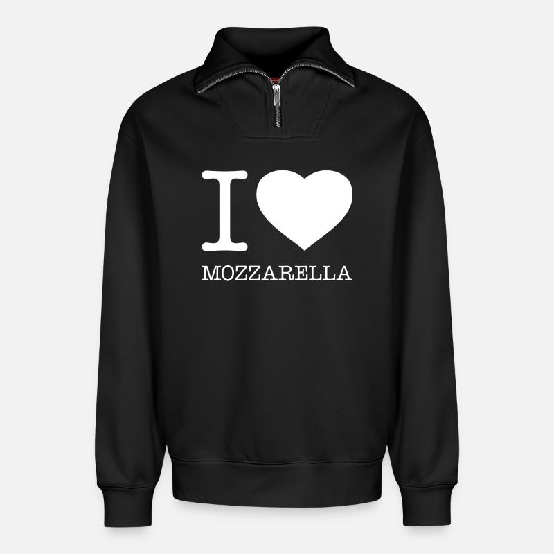 J’ADORE LA MOZZARELLA - Sweat unisexe décontracté en coton biologique à demi-zip – de SPREAD - noir