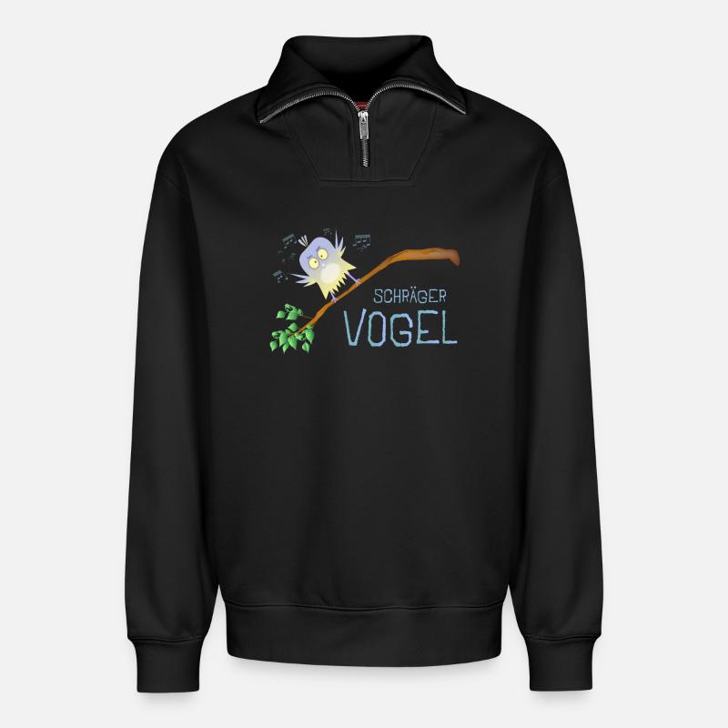Schräger Vogel - Relaxed Unisex Organic Half Zip Sweatshirt – von SPREAD - Schwarz