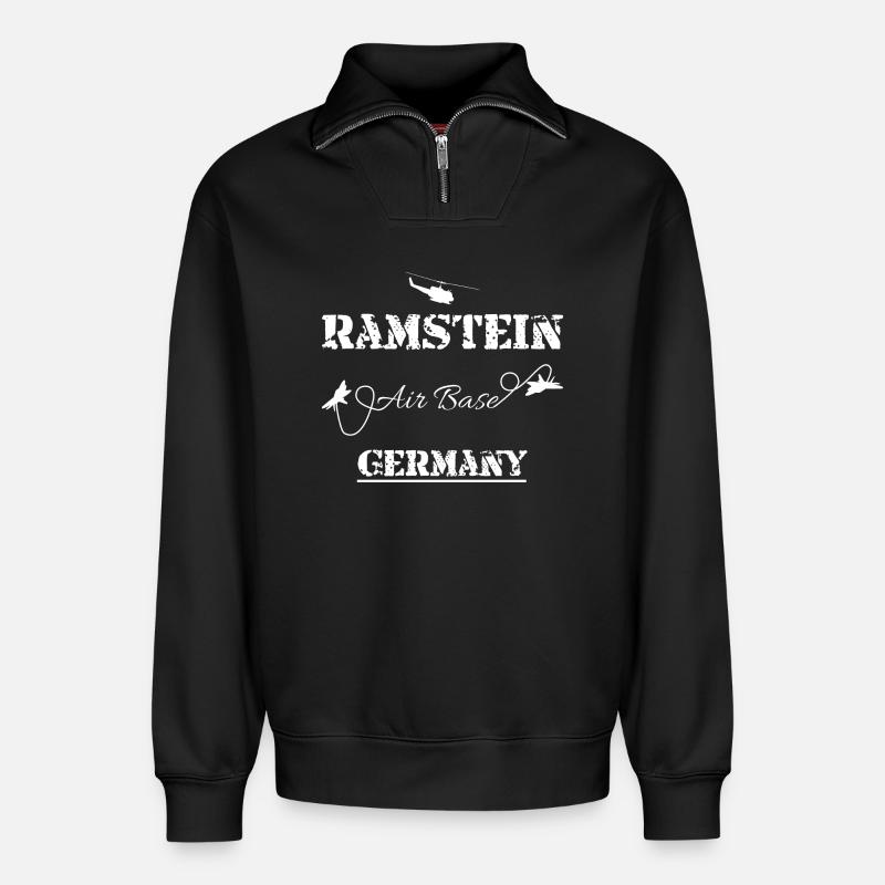 Army Ramstein Air Base Germany - Relaxed Unisex Organic Half Zip Sweatshirt – von SPREAD - Schwarz