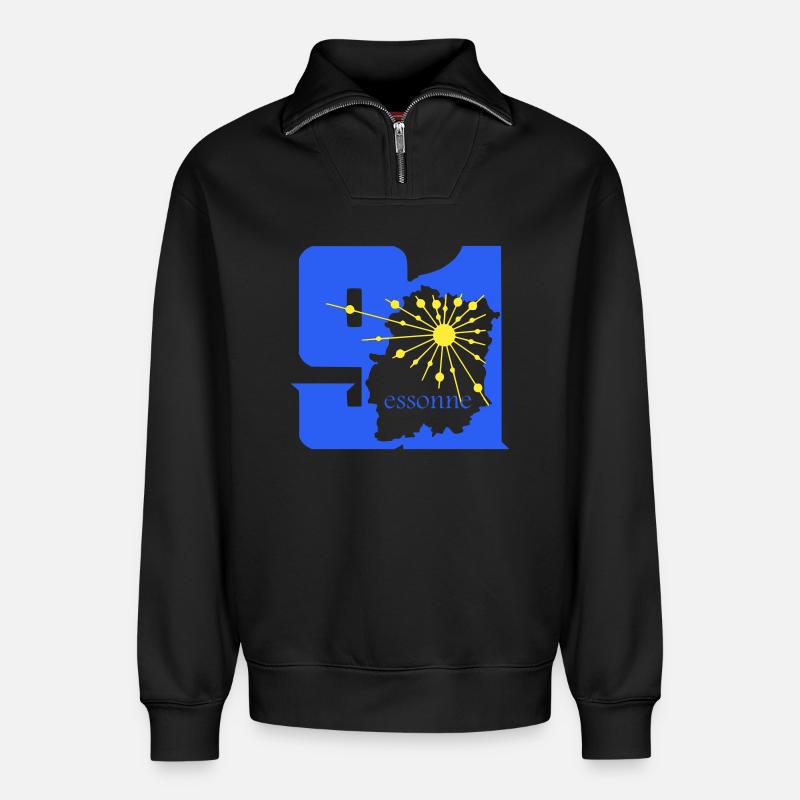 Essonne - Relaxed Unisex Organic Half Zip Sweatshirt – by SPREAD - black