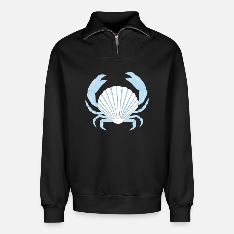 Blaue Krabbe - Relaxed Unisex Organic Half Zip Sweatshirt – von SPREAD - Schwarz