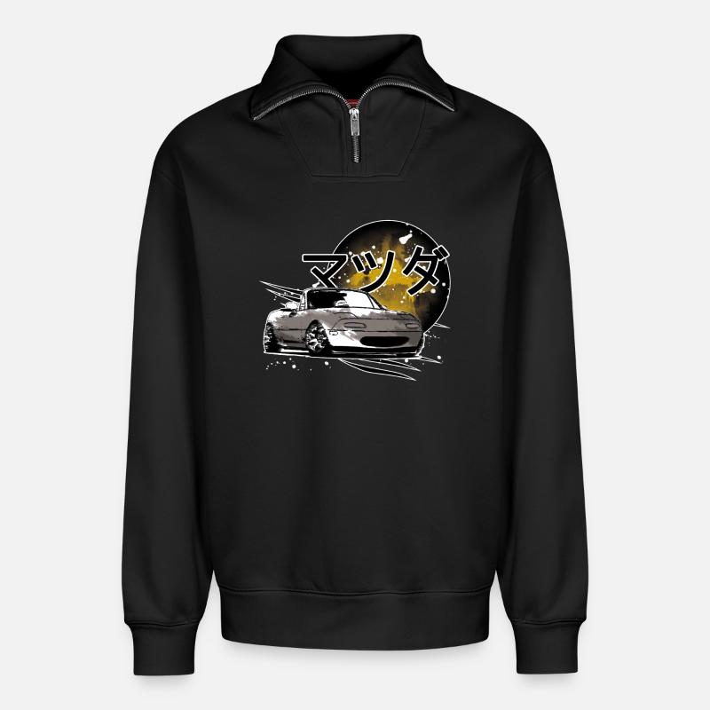 Japanisches Auto Miata Mx5 - Relaxed Unisex Organic Half Zip Sweatshirt – von SPREAD - Schwarz