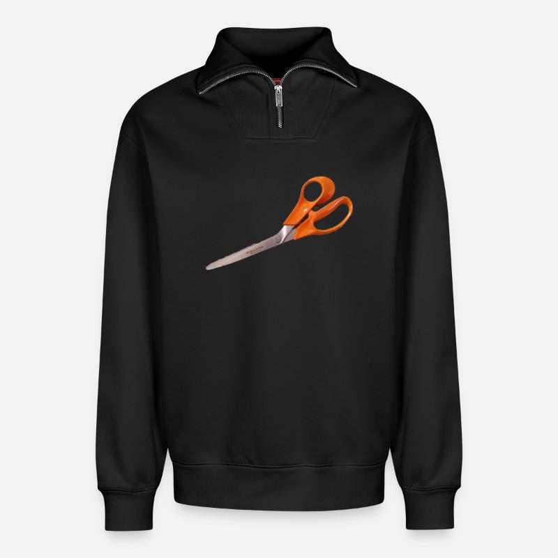 Orange Schere - Relaxed Unisex Organic Half Zip Sweatshirt – von SPREAD - Schwarz