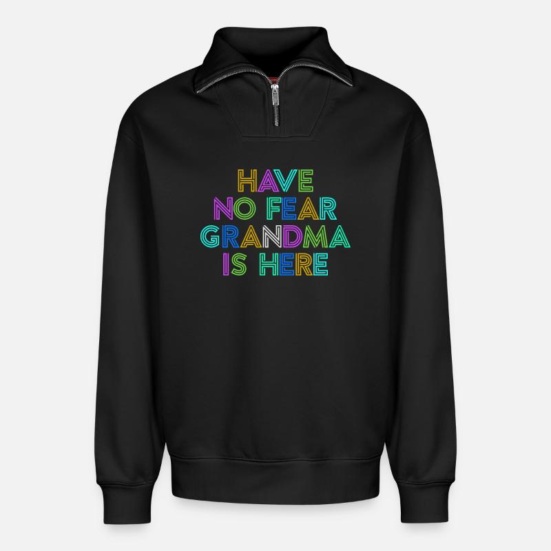 Großmama Cool Statement Oma Großmutter Enkelkind - Relaxed Unisex Organic Half Zip Sweatshirt – von SPREAD - Schwarz
