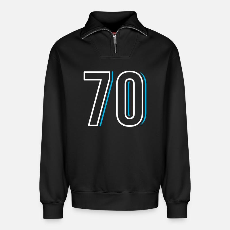 Nummer 70 - Siebzig - Relaxed Unisex Organic Half Zip Sweatshirt – von SPREAD - Schwarz