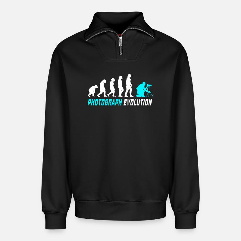 Photograph Evolution - Relaxed Unisex Organic Half Zip Sweatshirt – by SPREAD - black