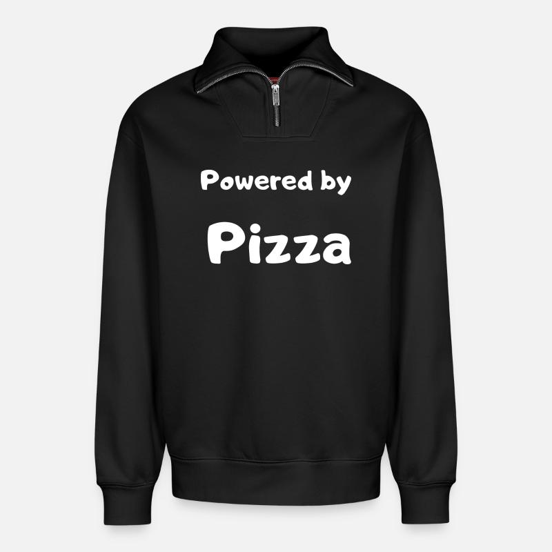 Pizza-Design - Relaxed Unisex Organic Half Zip Sweatshirt – von SPREAD - Schwarz