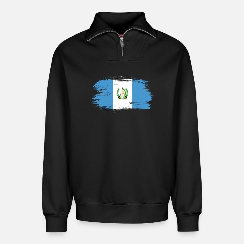 Guatemala Flagge - Relaxed Unisex Organic Half Zip Sweatshirt – von SPREAD - Schwarz