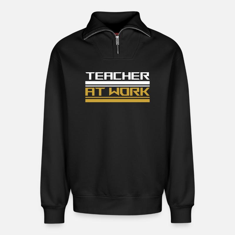 Teacher at work white - Relaxed Unisex Organic Half Zip Sweatshirt – von SPREAD - Schwarz