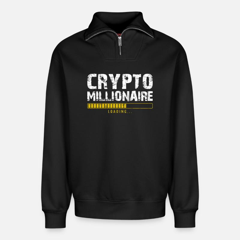 Krypto-Millionär - Relaxed Unisex Organic Half Zip Sweatshirt – von SPREAD - Schwarz
